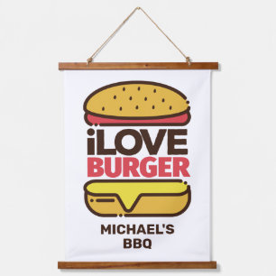Custom Text Burger Lover Hanging Tapestry
