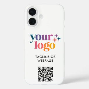 Custom Text Business Company Logo QR Code iPhone 16 Case