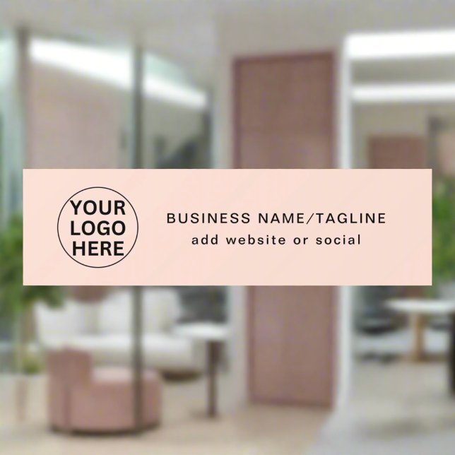 Custom Text & Business Logo Promotional Blush Pink Window Cling (Creator Uploaded)
