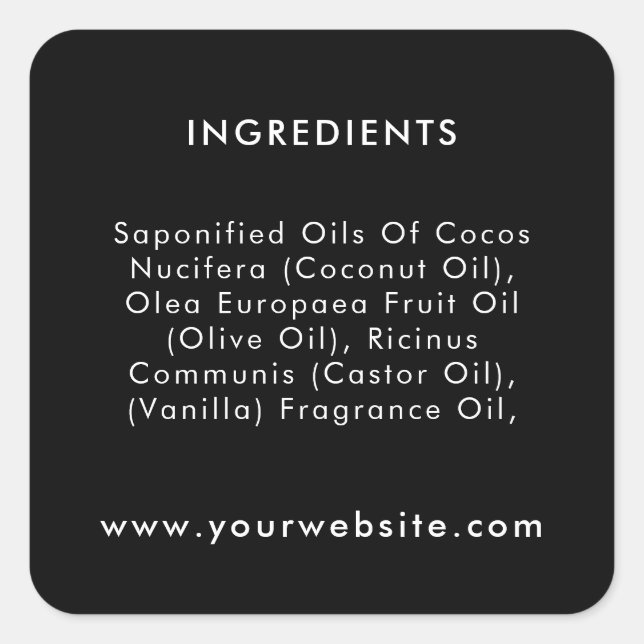 Custom Text Business Package Ingredient Labels (Front)