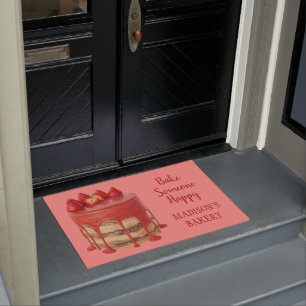 Custom text Cake Illustration door mats