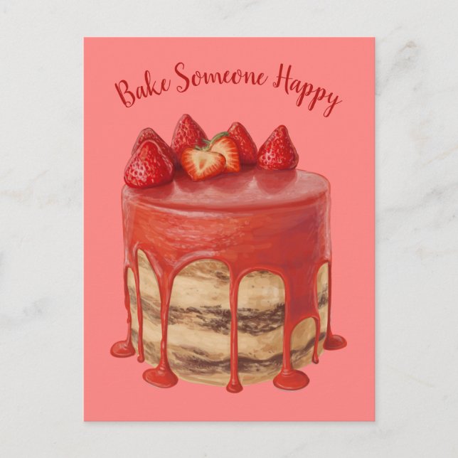 Custom text Cake Illustration postcard (Front)