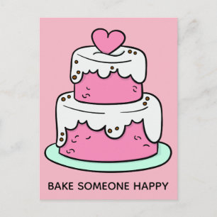Custom text Cake Illustration postcard
