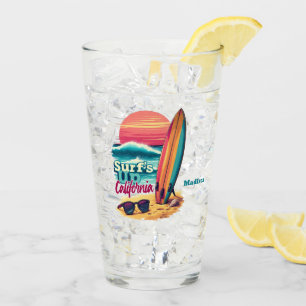 Custom Text California Surfing Glass