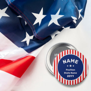 Custom Text Campaign Election USA Flag Button