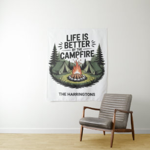 Custom Text Camping Tapestry
