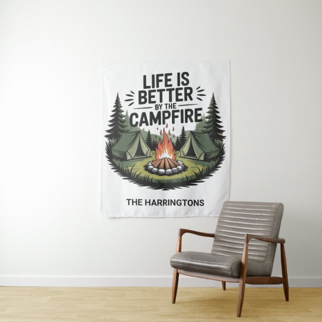Custom Text Camping Tapestry (In Situ)
