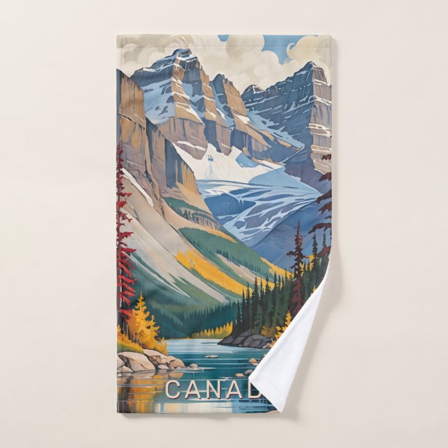 Custom Text Canada Travel Poster Hand Towel (Hand Towel)