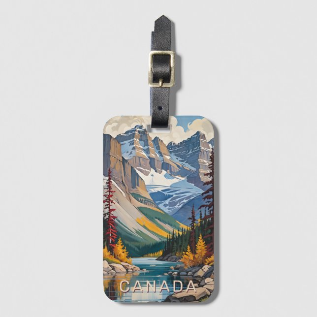 Custom Text Canada Travel Poster Luggage Tag (Front Vertical)