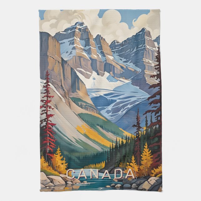 Custom Text Canada Travel Poster Tea Towel (Vertical)