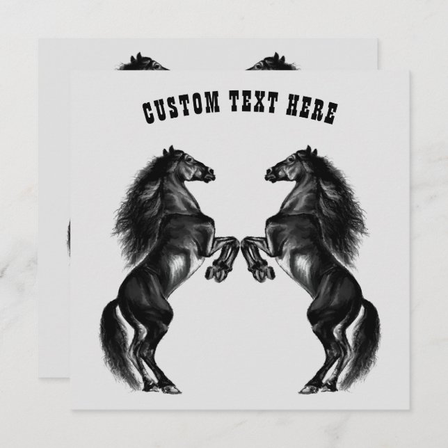 Custom Text Card - Black Wild Horses (Front/Back)