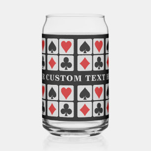 Custom Text Card Suits Can Glass