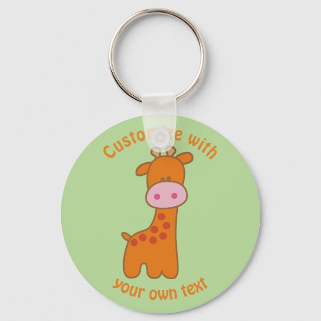 Custom Text Cartoon Giraffe  Key Ring (Front)