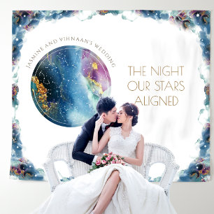 Custom Text, Celestial Horizontal Photo Backdrop Tapestry