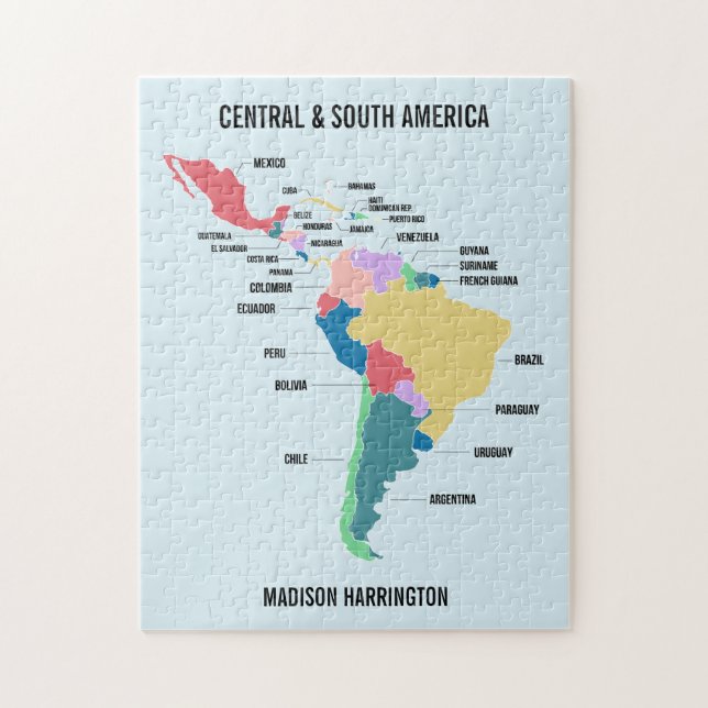 Custom Text Central & South America Jigsaw Puzzle (Vertical)