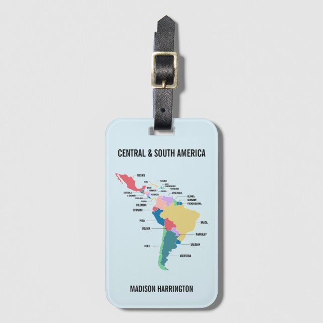 Custom Text Central & South America Luggage Tag (Front Vertical)