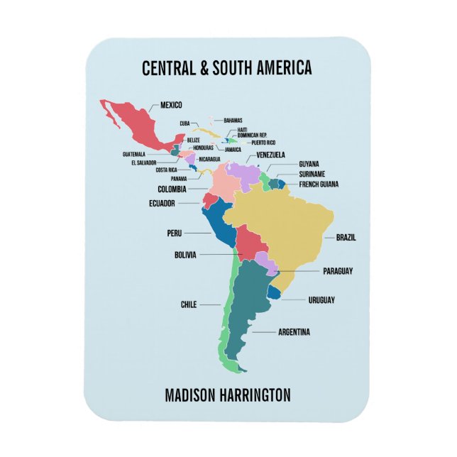 Custom Text Central & South America Magnet (Vertical)