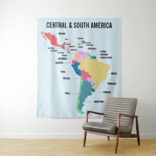 Custom Text Central & South America Tapestry