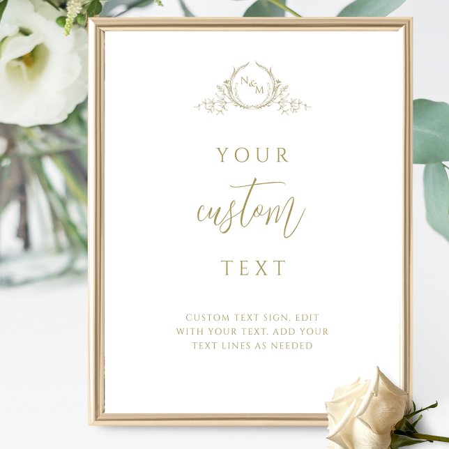 Custom Text, Champagne Monogram Wedding Sign (Creator Uploaded)
