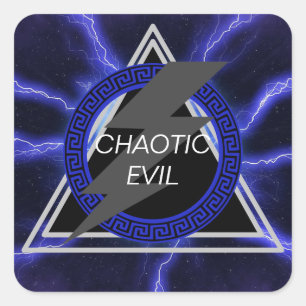Custom Text Chaotic Evil Alignment Trait Lightning Square Sticker