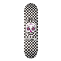Custom Text Chequered Purple Candy Skull Deck