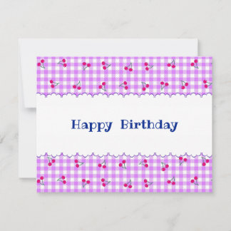 Custom Text Cherry Check Pink Card