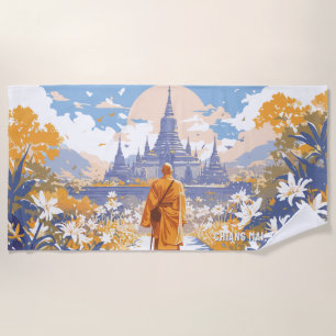 Custom Text Chiang Mai Thailand Beach Towel
