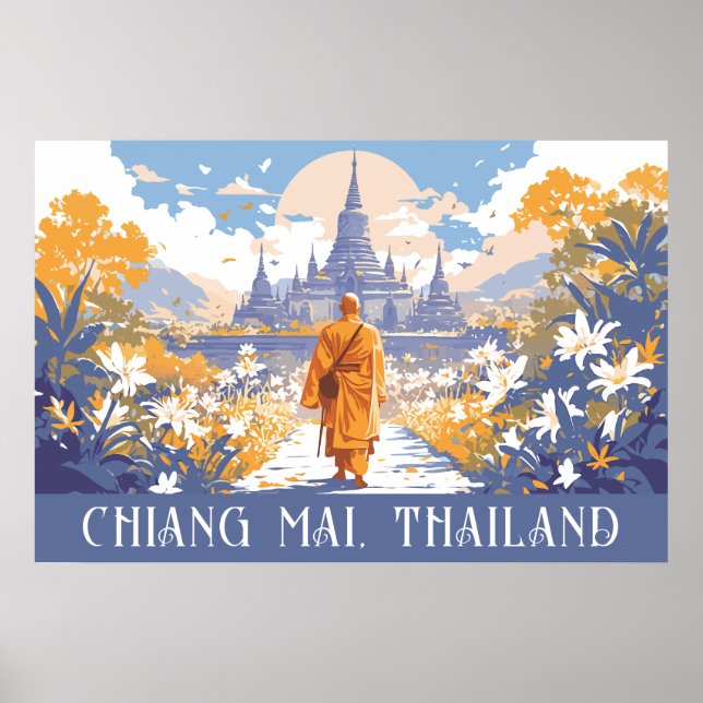 Custom Text Chiang Mai Thailand Poster (Front)