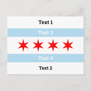 Custom Text Chicago Flag Blue Stripes Red Stars Postcard