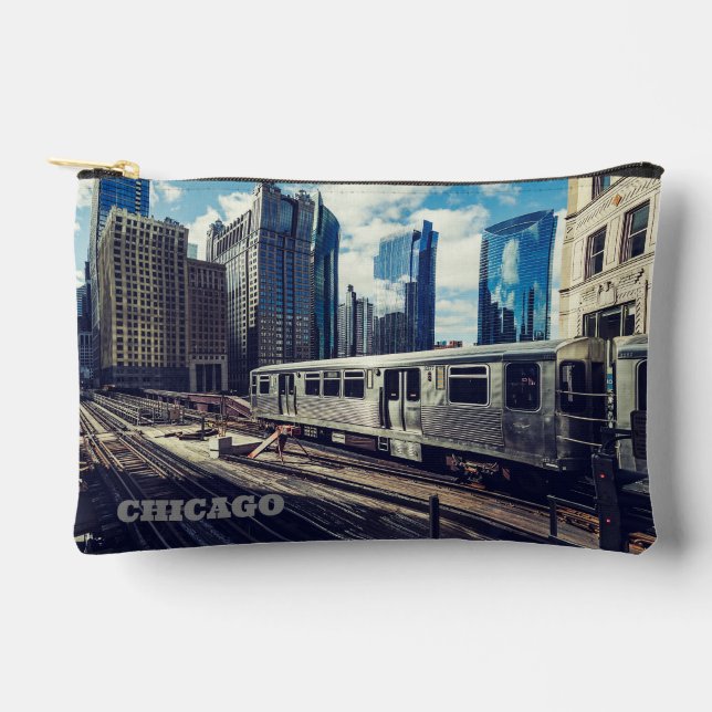 Custom Text Chicago USA Accessory Pouch (Front)