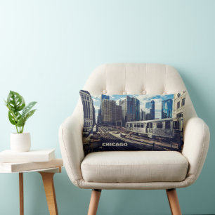 Custom Text Chicago USA Lumbar Cushion