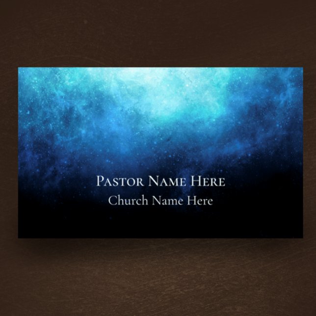 Custom Text Christian Church Pastor Personalised  Business Card (Personalize this modern cool business card. Blue nebula on black custom business card.)
