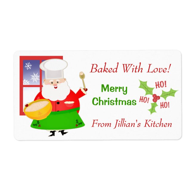 Custom Text Christmas Baking Sticker / Labels (Front)