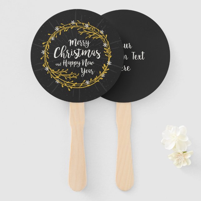 Custom text Christmas hand fan set (Front and Back)