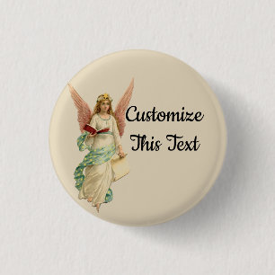 Custom Text/ Christmas Vintage Retro Angel Girl 3 Cm Round Badge