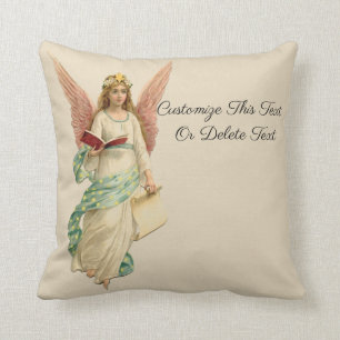 Custom Text/ Christmas Vintage Retro Angel Girl Cushion