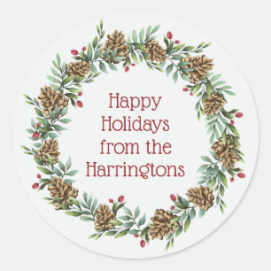 Custom text Christmas Wreath stickers