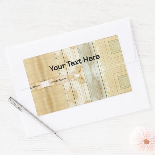 Custom text Coffee Stained Ledger Accounting Rectangular Sticker (Envelope)