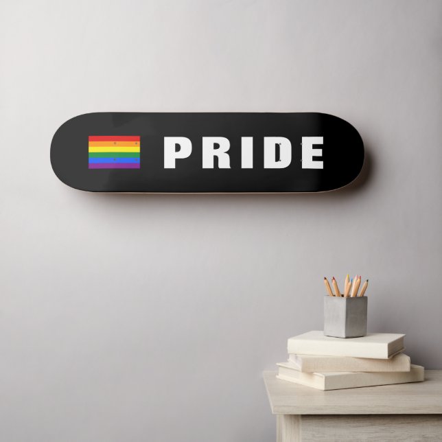 Custom Text Colorful LGBTQ Rainbow Gay Pride Flag Skateboard (Wall Art (Horz))