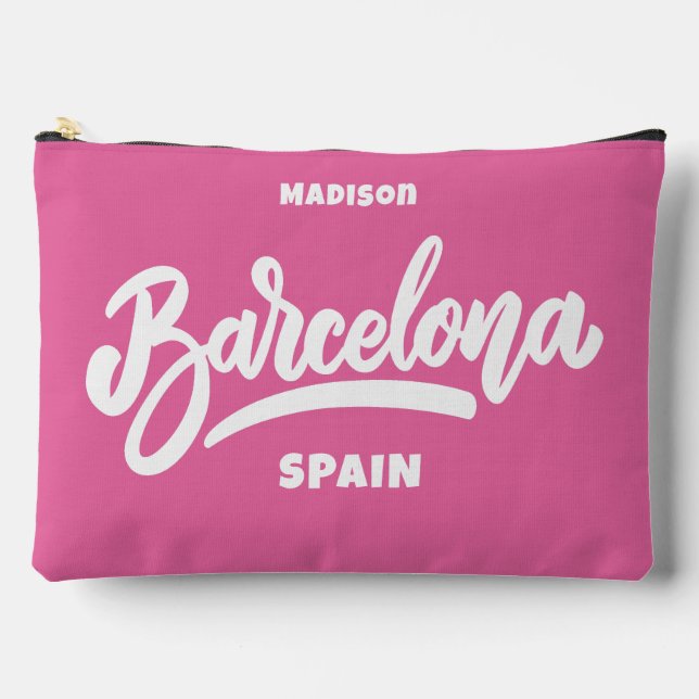 Custom Text & Colour Barcelona Accessory Pouch (Front)