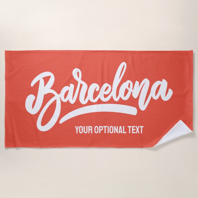 Custom Text & Colour Barcelona Beach Towel (Front)