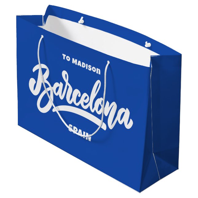 Custom Text & Colour Barcelona Large Gift Bag (Back Angled)