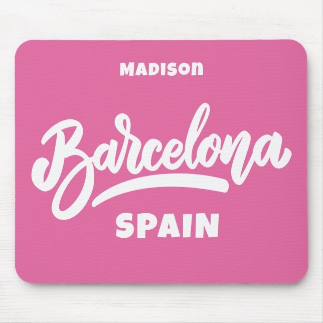 Custom Text & Colour Barcelona Mouse Mat (Front)