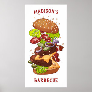 Custom text & colour Big Burger poster
