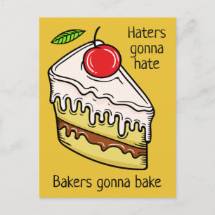 Custom text & colour Cake Slice postcard