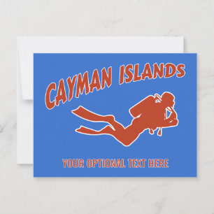Custom Text & Colour Cayman Islands Scuba Diver Postcard
