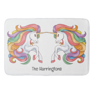 Custom Text & Colour Colourful Unicorn Bath Mat