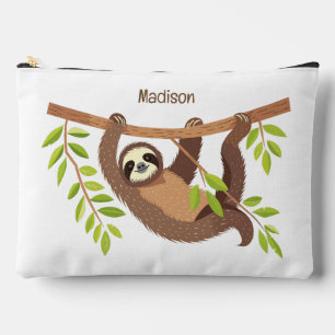 Custom Text & Colour Cute Sloth Accessory Pouch