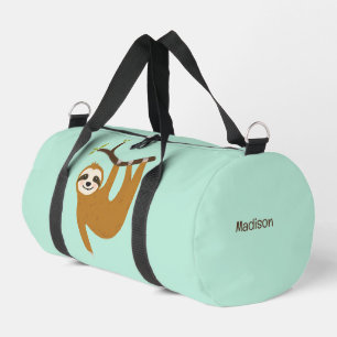 Custom Text & Colour Cute Sloth Duffle Bag