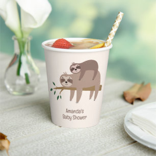 Custom Text & Colour Cute Sloth Paper Cups